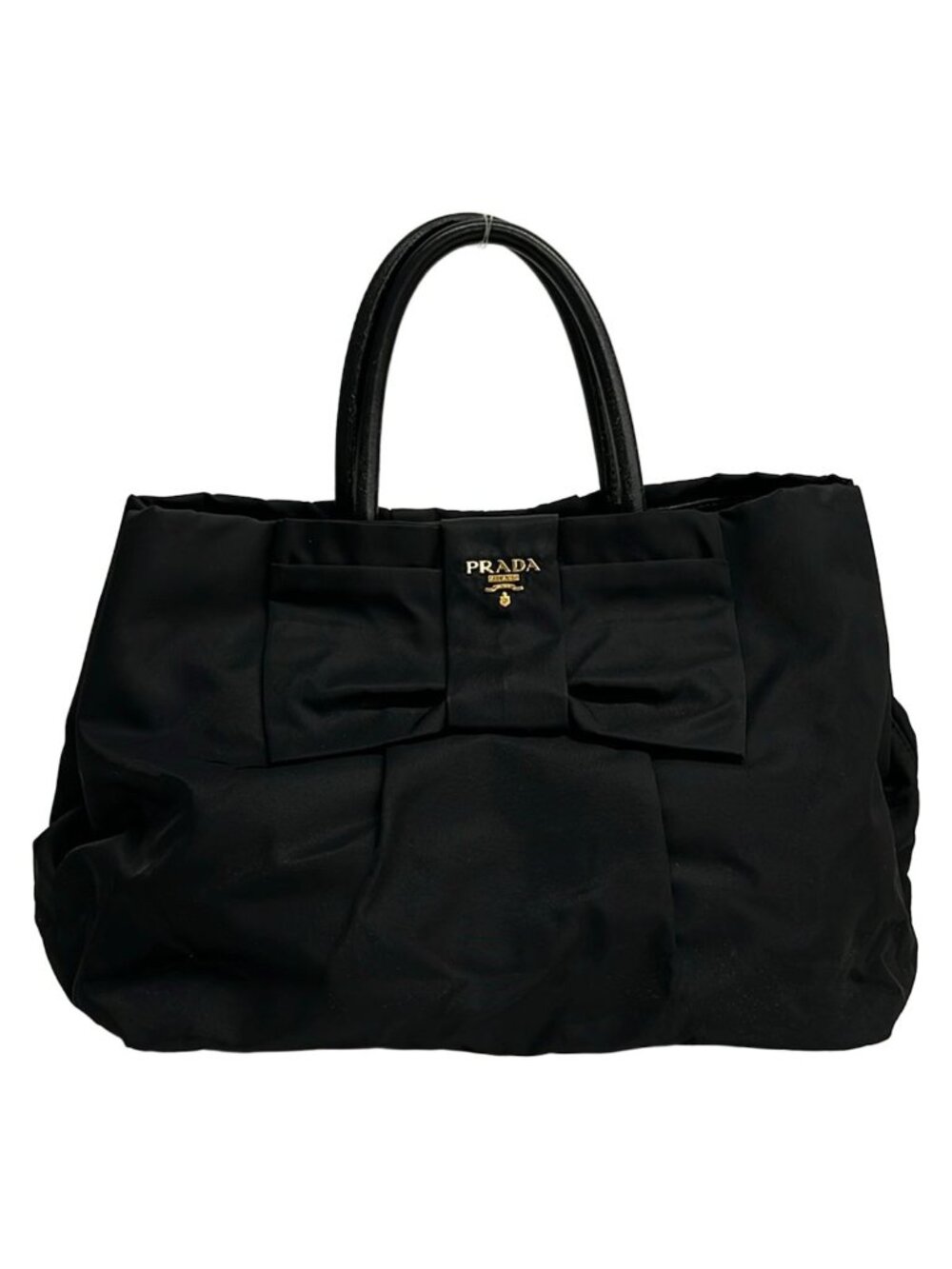 Prada Tote Bag Black Ribbon Leather